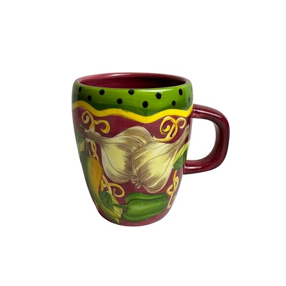 Lot of 3 Laurie GATES WARE Coffee Mugs Cups Leaves Fruit & Vegetables Set - Picture 5 of 9